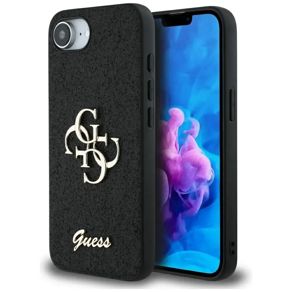Case Guess Fixed Glitter Big 4G for  iPhone 16e black
