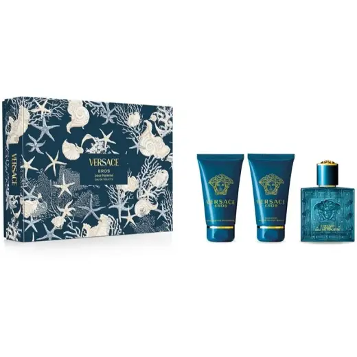 Versace Eros Gift Set 50ml EDT + 50ml Aftershave Balm + 50ml Shower Gel