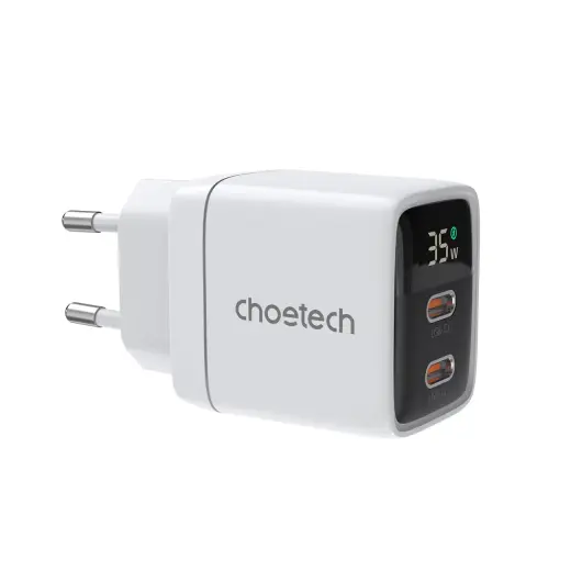Choetech PD6051 зарядное устройство | 35W | PD, GaN | USB-C | с LCD дисплеем | белое