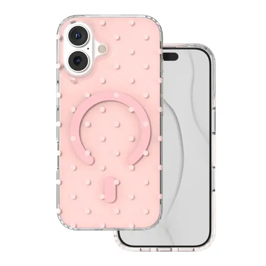 Bubble Dots Mag phone case with MagSafe support for iPhone 17 pink