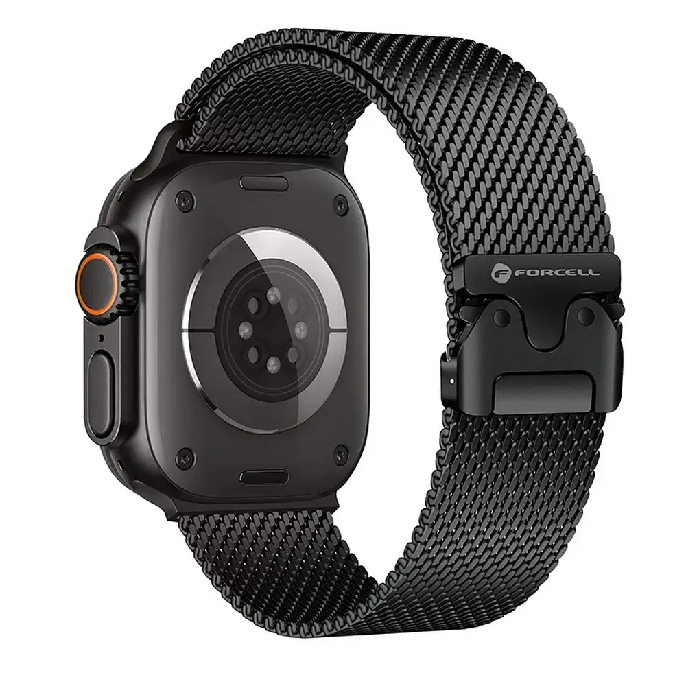 Forcell F-Design FA11 viedpulksteņa siksniņa priekš Apple Watch (38/40/41 mm) | nerūsējošs tērauds | melna