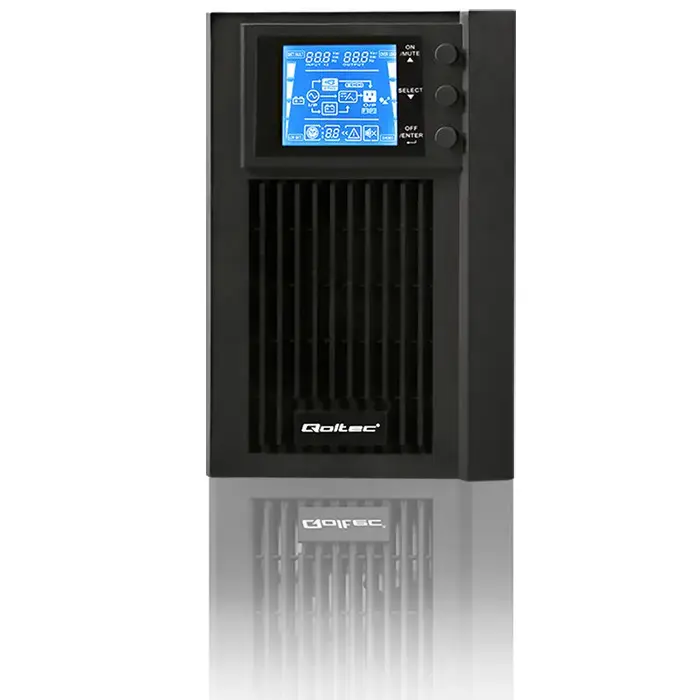 Qoltec Uninterruptible Power Supply UPS On-line | Pure Sine Wave | 1kVA | 800W | LCD | USB