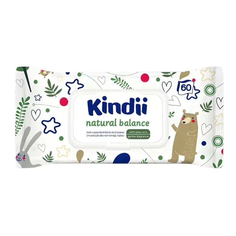 Mitrās salvetes mazuļiem Kindii Natural Balance 60 gab.