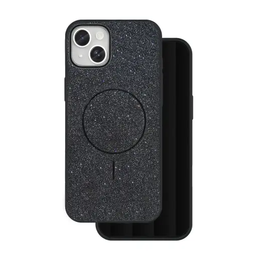 Glitter Thin Mag чехол с поддержкой MagSafe для телефона iPhone 15 чёрный