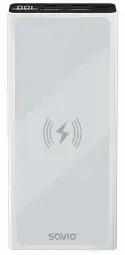 Savio BA-06 ārējais akumulators (powerbank) | 10000 mAh | Bezvadu | balts