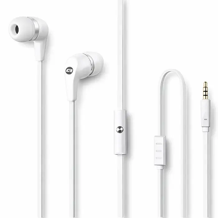 Qoltec In-ear headphones with microphone | White