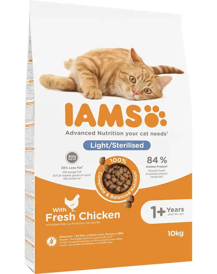 Sausā barība kaķiem - IAMS CAT ADULT STERILIZED CHICKEN, 10 kg