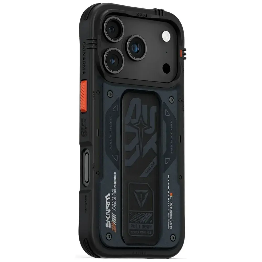 Etui Skinarma Aegis do iPhone 17 Pro      Magnetic Charging + Grip Stand granatowy