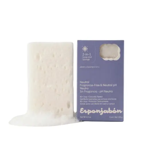 Esponjabon, Neutral, Fragrance-Free, Cleansing & Exfoliating, Massage Soap Bar, Face & Body, 120 g