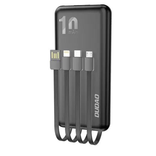 Dudao K6Pro Универсальный 10000mAh Внешний аккумулятор (powerbank) с USB кабелем, USB-C, Lightning Черный (K6Pro-черный)