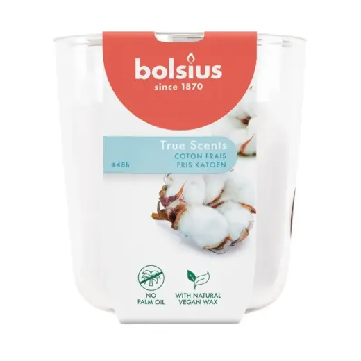 Svece arom. stikla gl. True Scents Ø97x85mm fresh cotton 