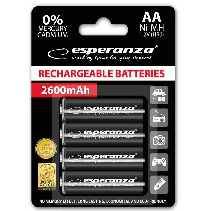 Esperanza EZA106 PRECHARGED HR6 2600MAH ALWAYS READY BLISTER PACK 4PCS.