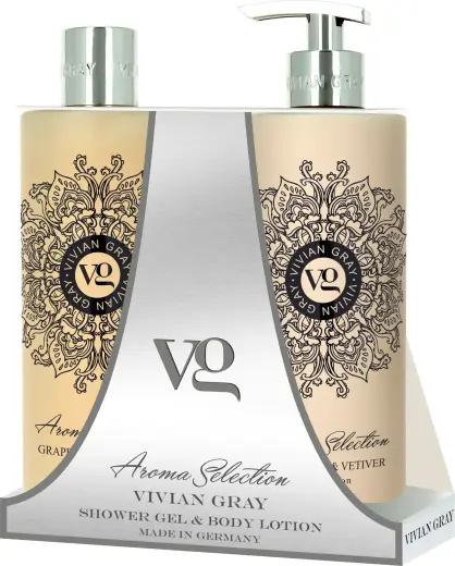Set Vivian Gray: Aroma Selection, Grapefruit & Vetiver, Hydrating, Body Lotion, 500 ml + Aroma Selection, Grapefruit & Vetiver, Softening, Shower Gel, For All Skin Types, 500 ml