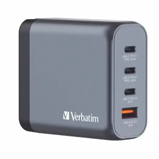 Verbatim GNC-140 зарядное устройство | 140W | GaN | USB-C, USB-A