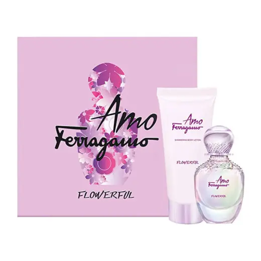 Amo Ferragamo - Flowerful Set Salvatore Ferragamo: Amo Ferragamo Flowerful, Eau De Toilette, For Women, 50 ml + Amo Ferragamo Flowerful, Shimmer, Day & Night, Body Lotion, 100 ml