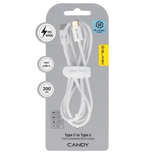 Blavec CCA-CC3W20 datu pārraides un uzlādes vads | USB-C uz USB-C | 60W | 2m | balts