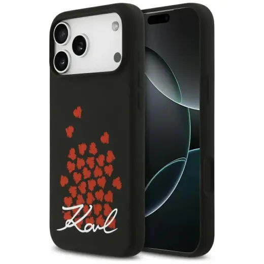 Etui Karl Lagerfeld Silicone Heart Sign   Logo MagSafe do iPhone 17 Pro Max czarny