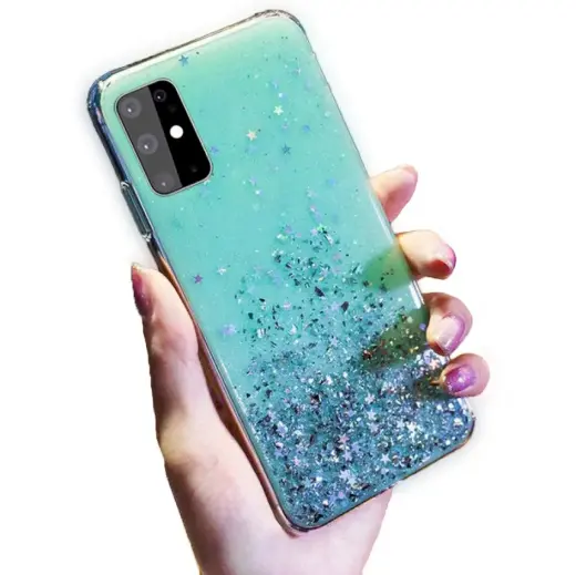 Fusion Glue Glitter Back Case Silikona Aizsargapvalks Priekš Apple iPhone 7 | 8 | SE 2020 Zaļš
