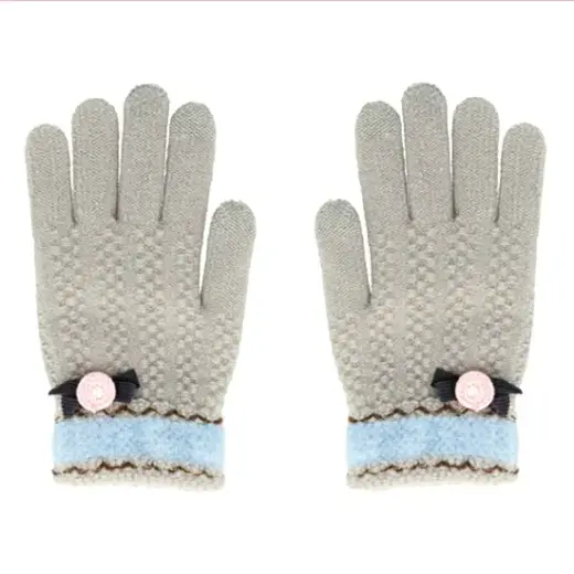 Gloves for touch screens GREY WITH FLOWER