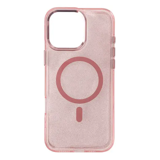 Glitter telefono dėklas su MagSafe palaikymu iPhone 16 Pro Max rožinis