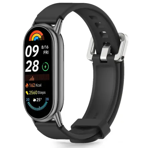 Tech-Protect Iconband Classic išmaniojo laikrodžio dirželis Xiaomi Smart Band 8/9/10 | silikoninis | juodas