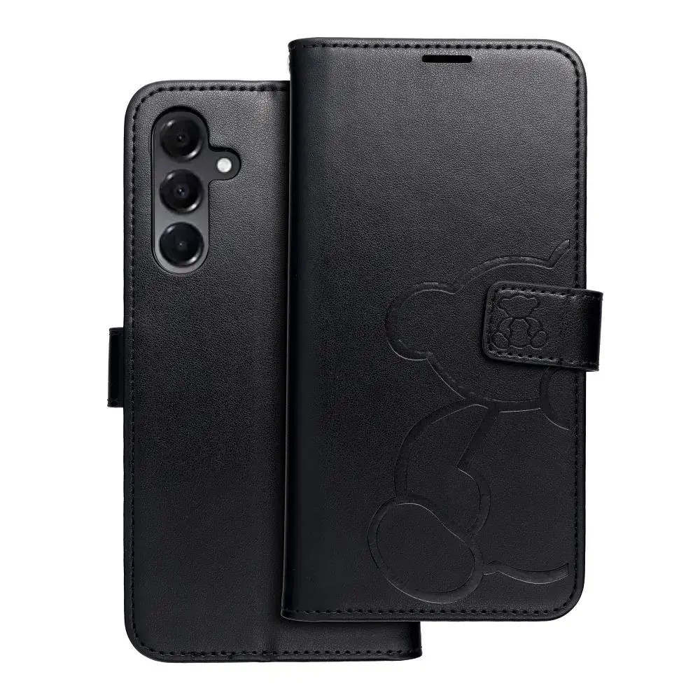 Mezzo teddy bear grāmatveida maciņš telefonam Samsung Galaxy A16 5G (A166) melns (rotaļu lācītis)