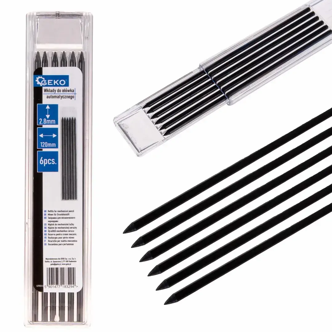 6 gab. grafīta stieņi mehāniskajam zīmulim 120x2.8mm