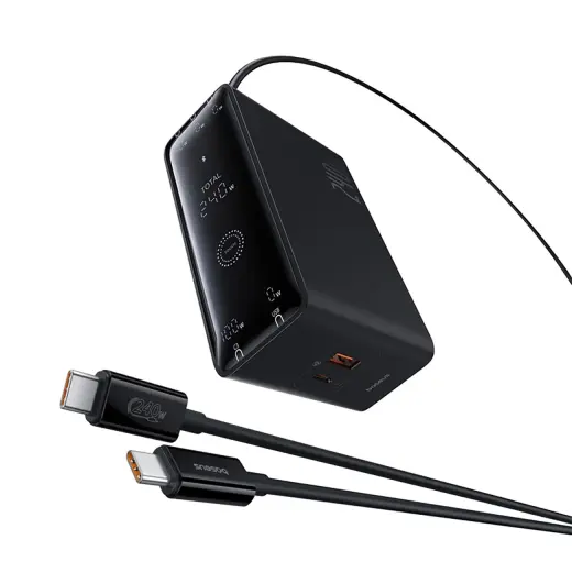 Baseus Digital GaN 3xUSB-C 1xUSB-A 240W Wall Charger with Power Cable - Black