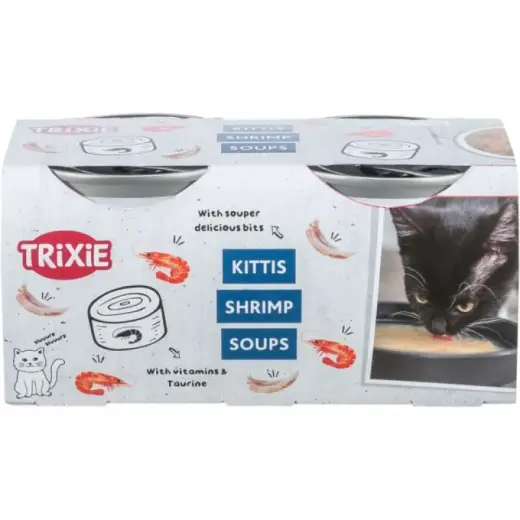 Konservi, zupa kaķiem - Trixie Soup with chicken & shrimp, 4 × 80 g