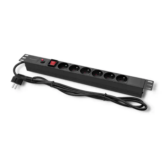 Qoltec Overvoltage power strip  for RACK 19" with CB | 1U | 16A | PDU | 6xFRENCH | 2m