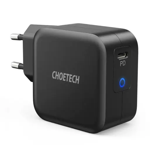 Choetech travel wall charger GaN USB Type C 60W Power Delivery + USB Type C - USB Type C cable 1,8m black (Q6006)