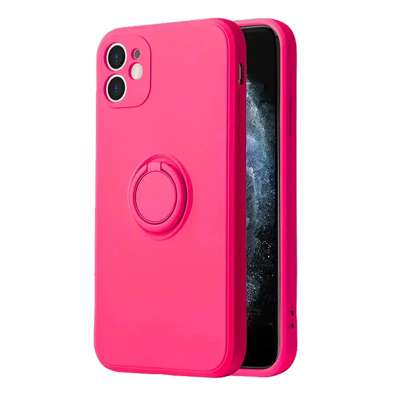 Vennus Silicone Ring maciņš ar statīvu telefonam iPhone 14 Pro Max rozā