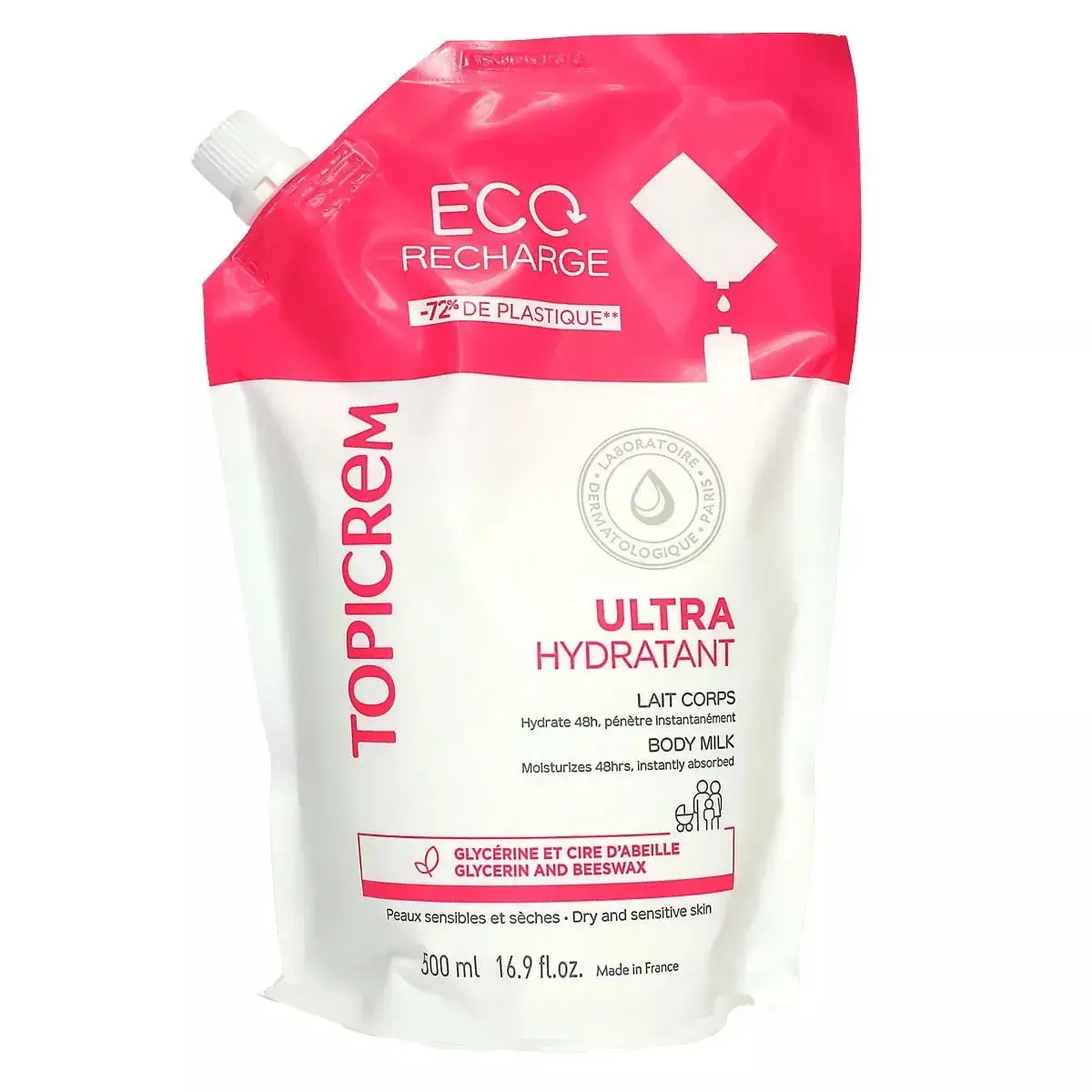 Topicrem, Ultra Hydratant, Moisturizing, Body Milk, Refill, Daily, 500 ml