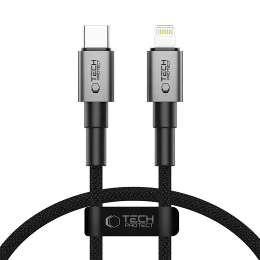 Tech-Protect Ultraboost DNA datu pārraides un uzlādes vads | USB-C uz Lightning | 27W | 0.25m | pelēks