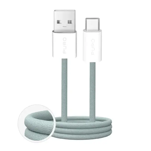 Puro Fabrik 2.0 data transfer and charging cable | USB-A to USB-C | 10W | 1.5m | green