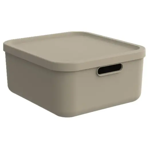 Storage box Albula 20L with lid, light brown