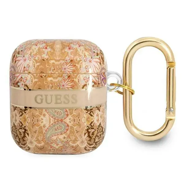 Guess  GUA2HHFLD AirPods 1|2 cover złoty|gold Paisley Strap Collection