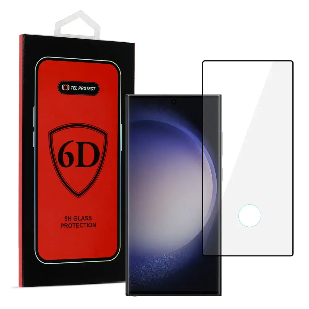 Tel Protect 6D aizsargstikls telefona ekrānam Galaxy S23 Ultra (saderīgs ar pirksta nospieduma sensoru)