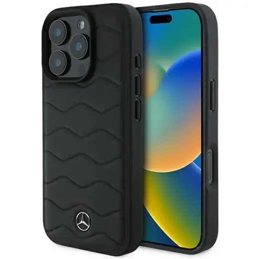 Mercedes MEHCP16L23RWRSK iPhone 16 Pro 6.3" czarny|black hardcase MB Waves Leather