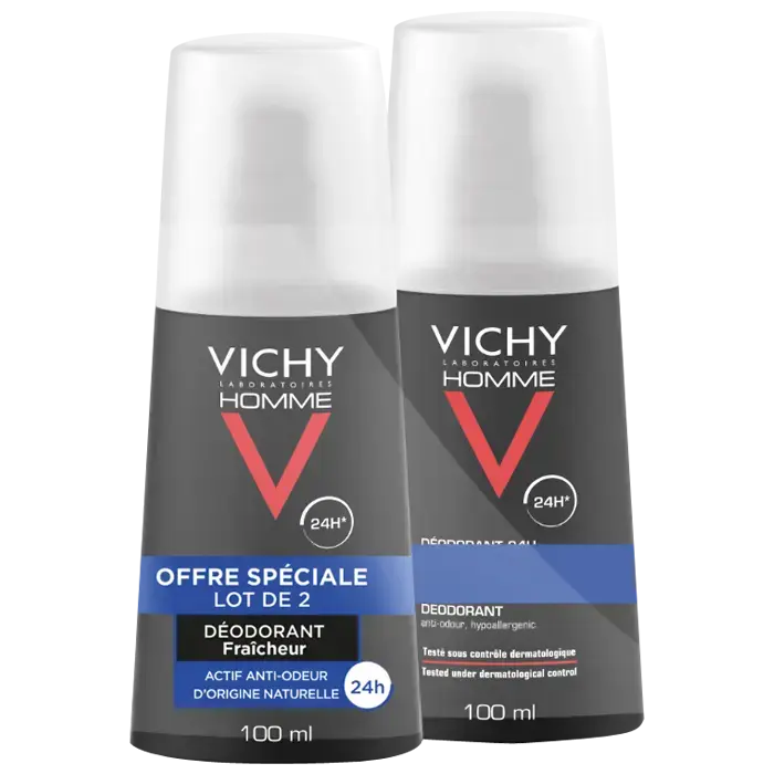 Vichy Homme 24HR Ultra-Refreshing Deodorant Spray 2 X 100ml