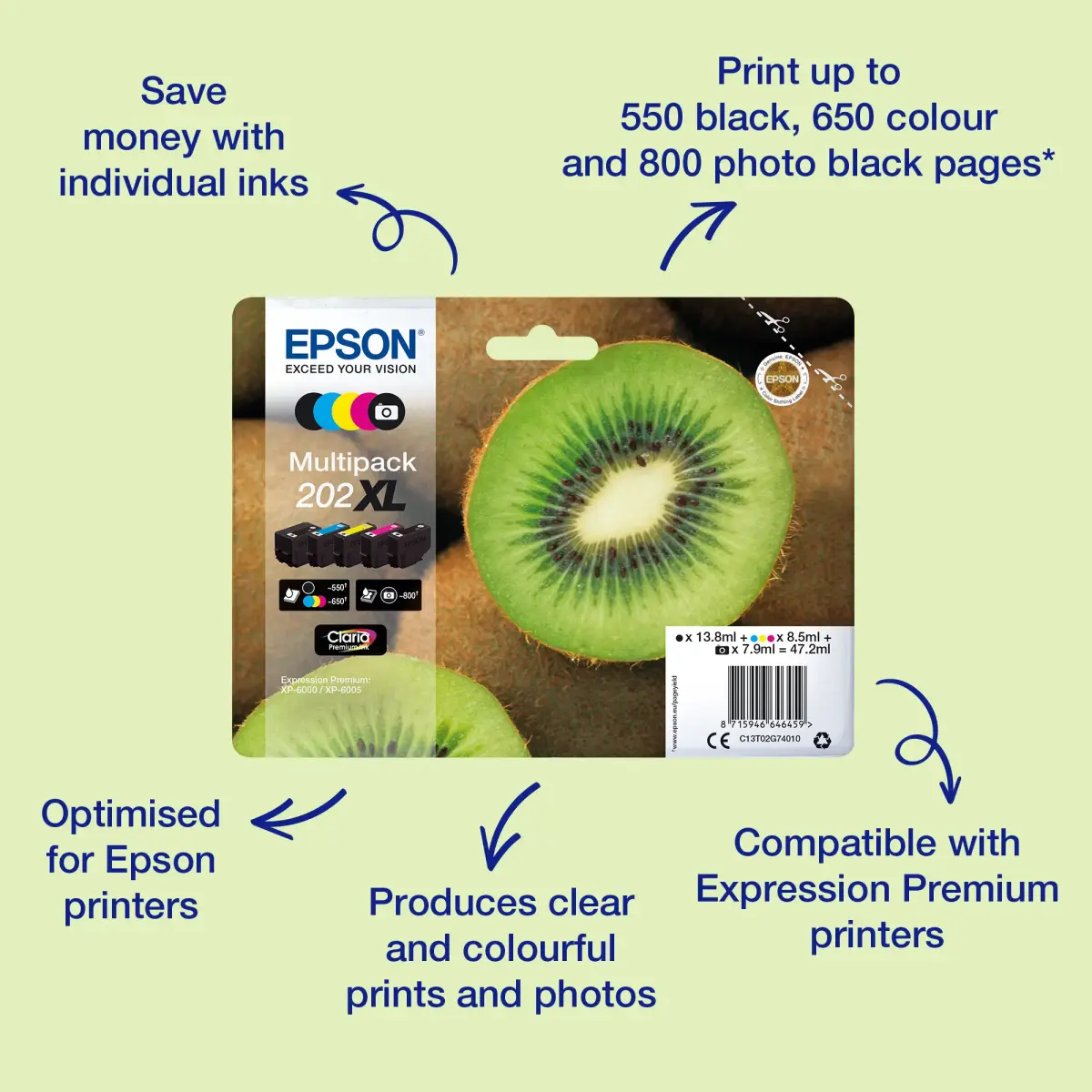 EPSON Kiwi Singlepack Yellow 202XL Claria