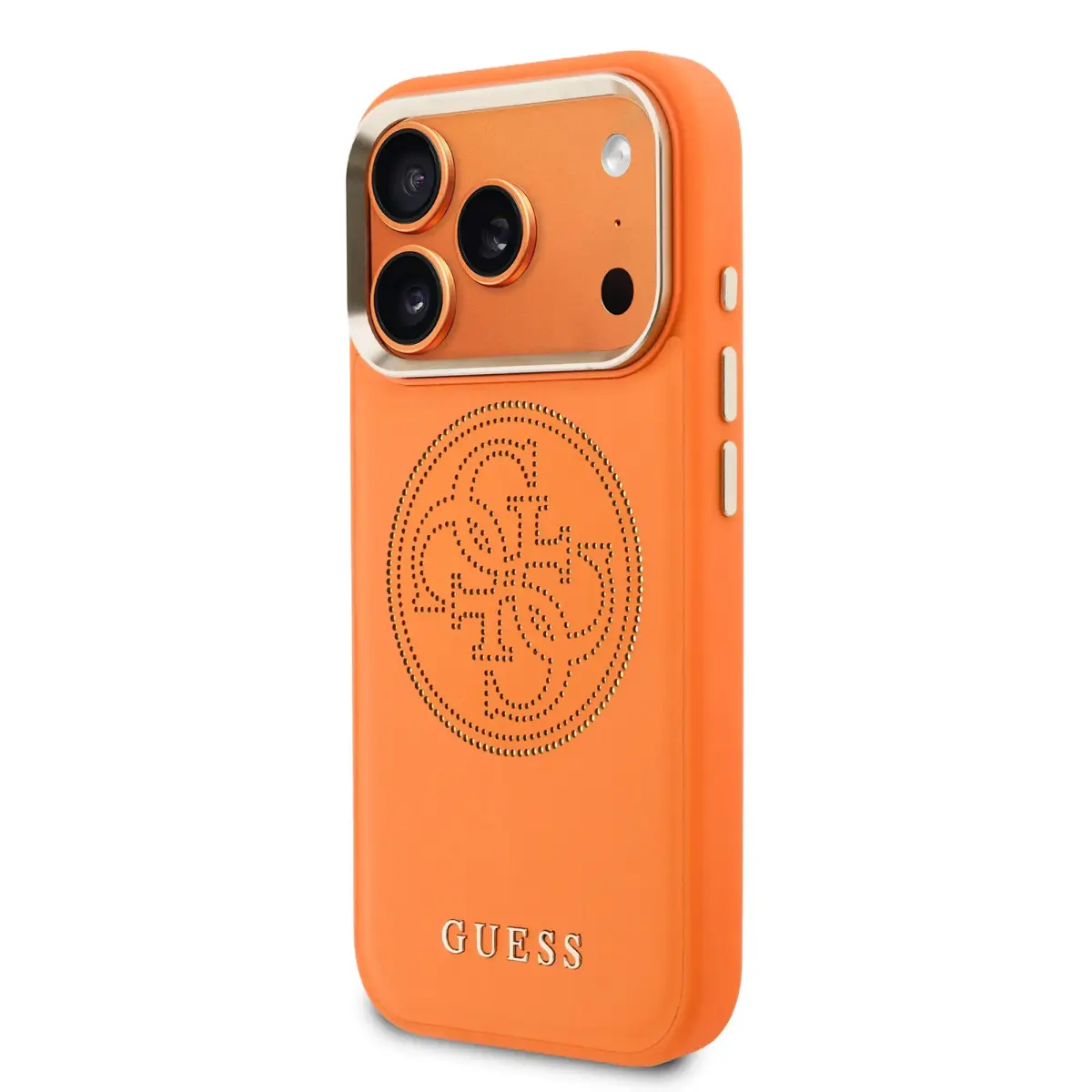 Guess PU Perforated 4G maciņš telefonam iPhone 17 Pro Max oranžs
