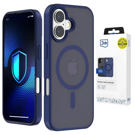3mk Smoke MagCase maciņš ar MagSafe atbalstu telefonam iPhone 16 zils caurspīdīgs