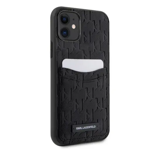 Karl Lagerfeld Saffiano Monogram Card Slot Case for iPhone 11 Black