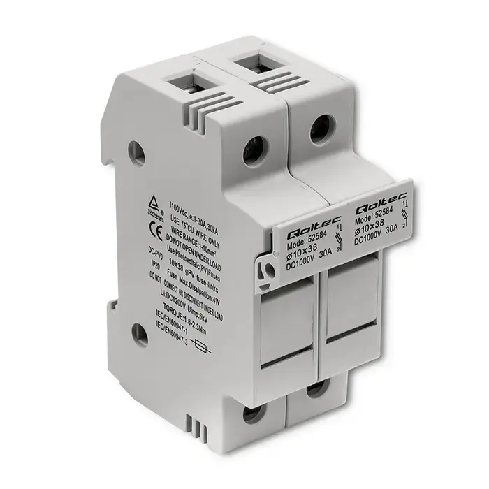 Qoltec Fuse base + DC fuse |2P |1000V |30A |10x38 |solar