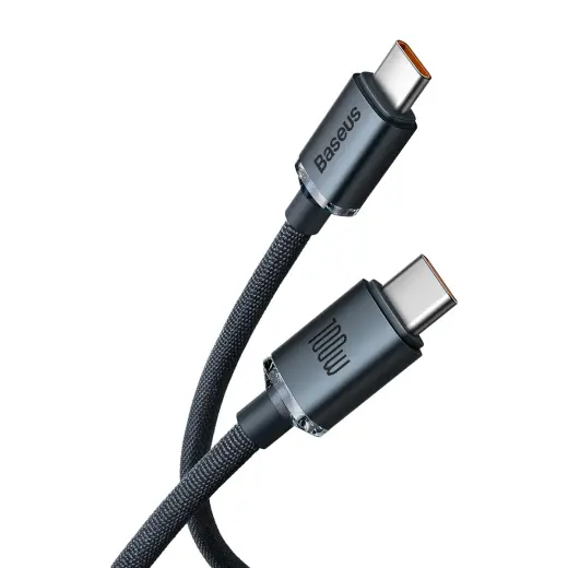 Baseus Crystal Shine Series datu pārraides un uzlādes vads | USB-C uz USB-C | 100W | 2m | melns