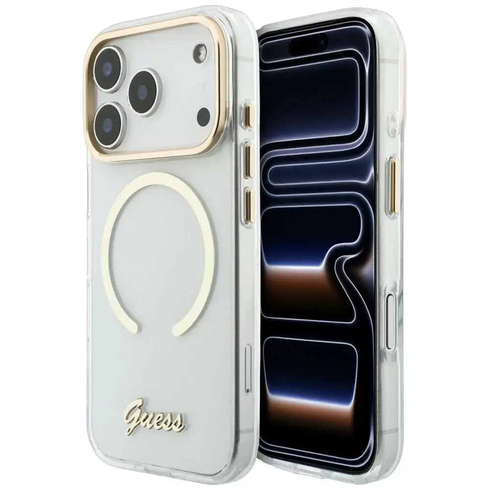 Case Guess IML Script Metal MagSafe for   iPhone 18 Pro Max / 17 Pro Max transparent