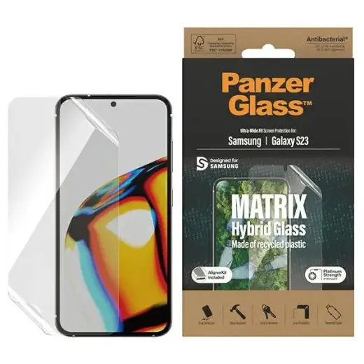 PanzerGlass Matrix karastatud klaas telefonile Samsung Galaxy S23 | Samsung Galaxy S911 paigaldusraamiga