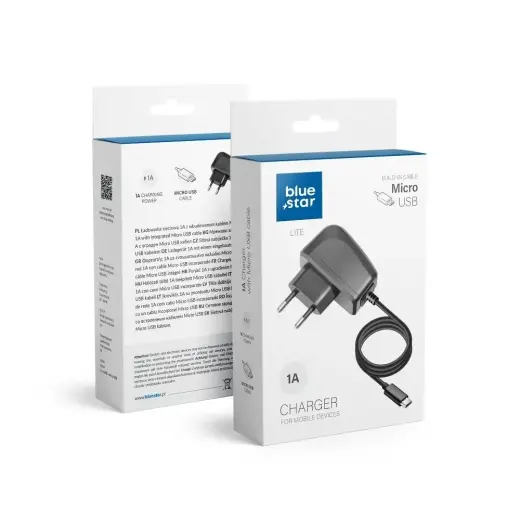 Phone charger Blue Star Lite 1A 5W with cable Micro USB TFK-TC-1095B black
