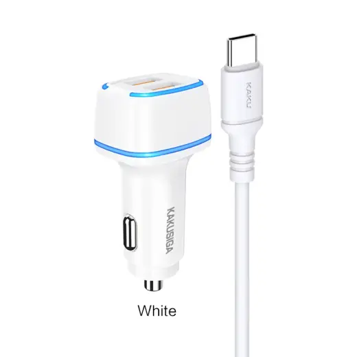 KAKU Car Charger KSC-528 Shengyu - 2xUSB - 2,8A with USB to Type C white